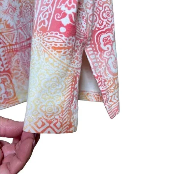 Alfred Dunner Women's Top Beaded Floral Pattern Orange & White Size 1X - Picture 6 of 10